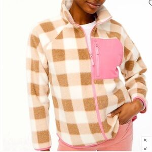 J. Crew Factory Plaid Woven Sherpa Zip-Up Jacket